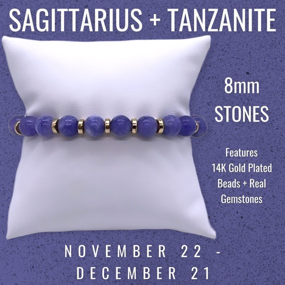 NWT Wool + Pepper Co. Sagittarius + Tanzanite Bracelet - Zodiac x Gemstone - Picture 3 of 12